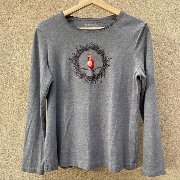 Petite Croft & Barrow® Cardinal Holiday Fleece Jacket / Top & Scarf Trio Bundle - Picture 8 of 12